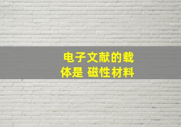 电子文献的载体是 磁性材料